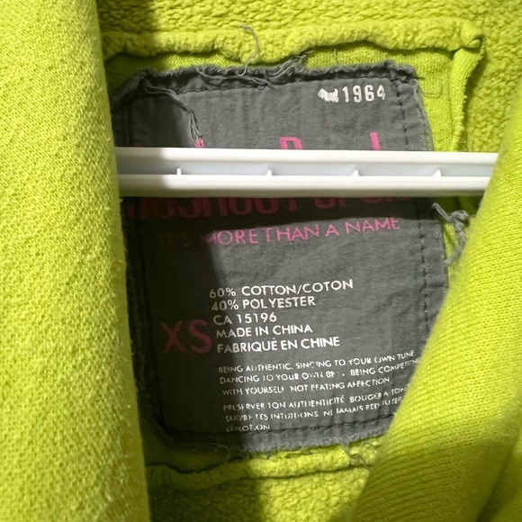 Joshua Peretz Fluorescent Hoodie size XS– Silver Dog Logo, Y2K Style - Picture 3 of 6